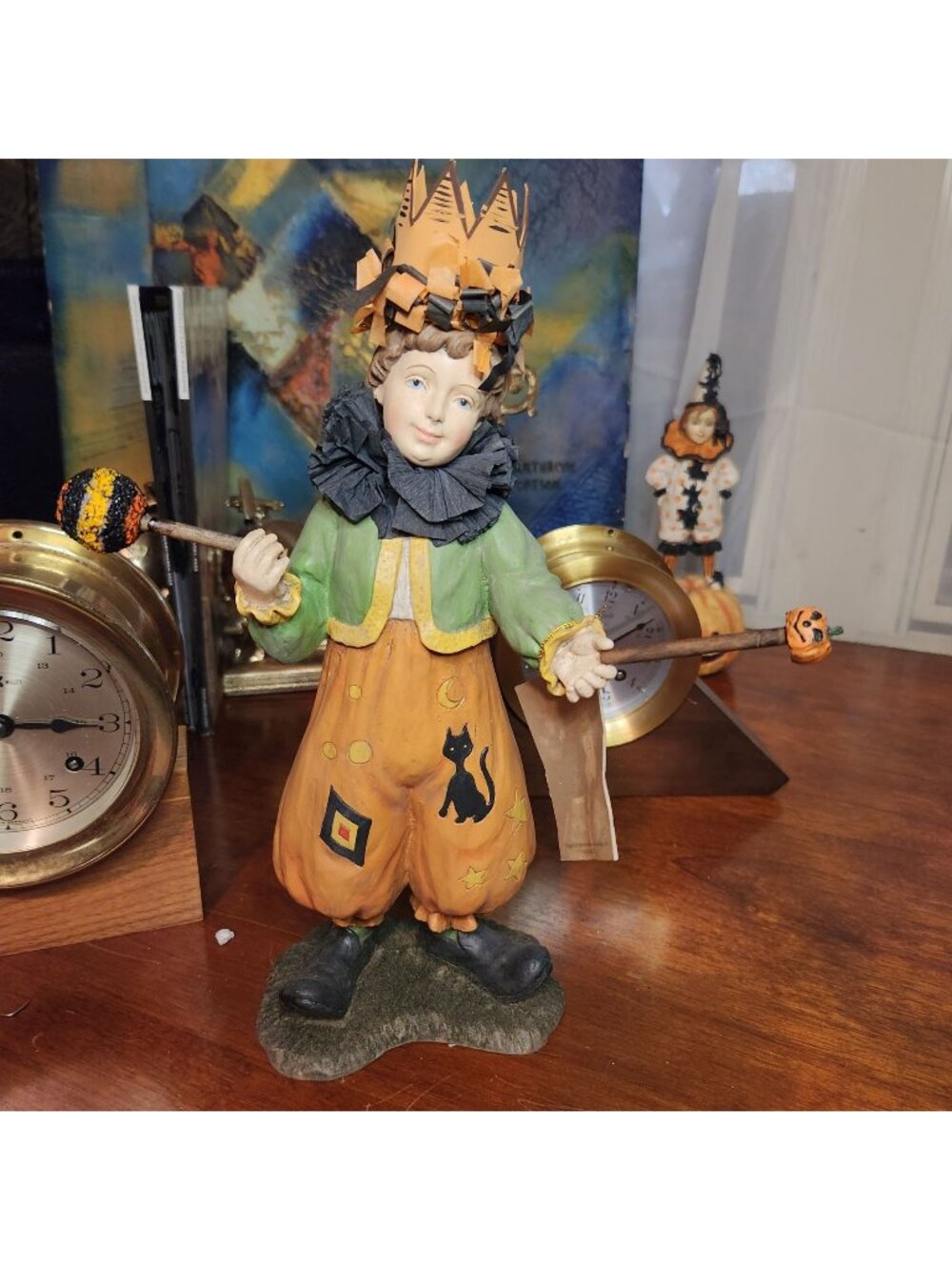 Bethany Lowe Halloween Figurine  Collectible Hand Painted Mascuade Boy Cat Desig